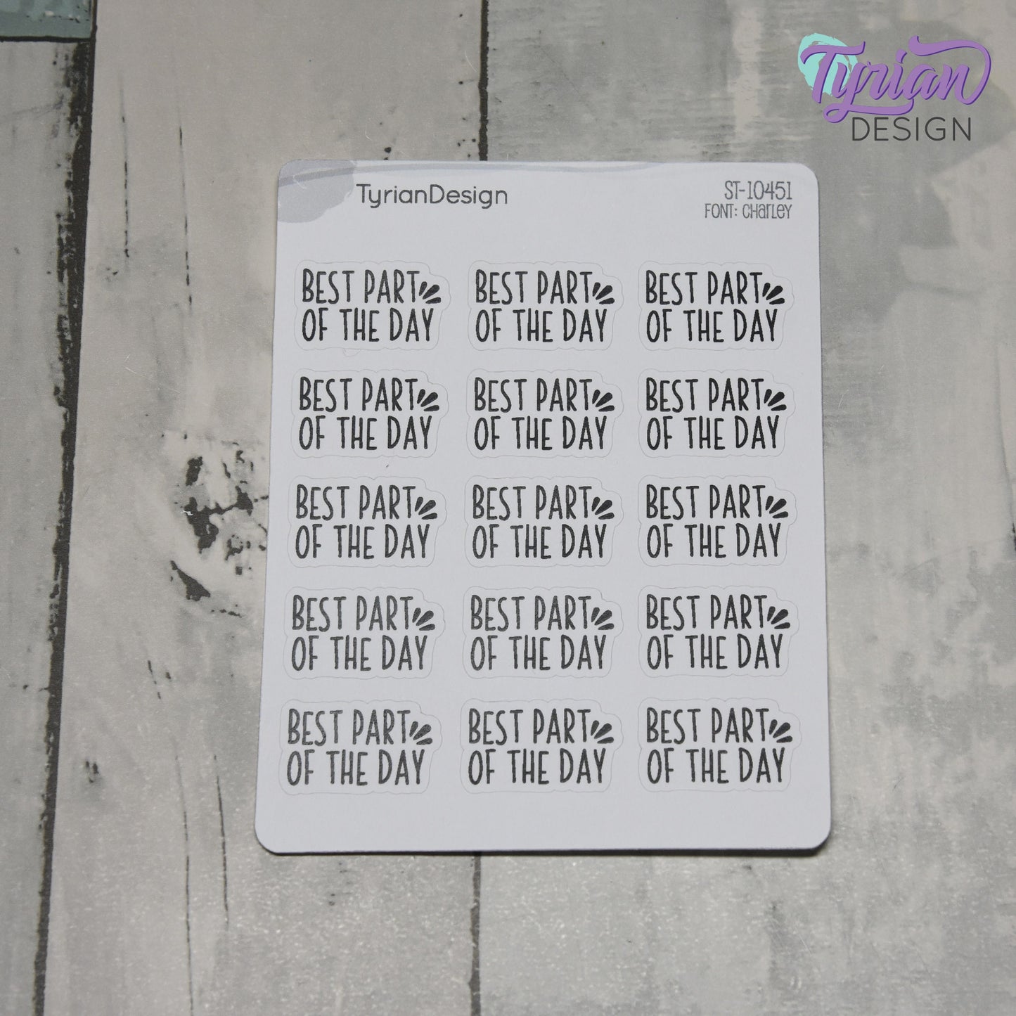 Best Part of the Day Stickers  | 15 Stickers | 1." x .6" Each | Charley Font