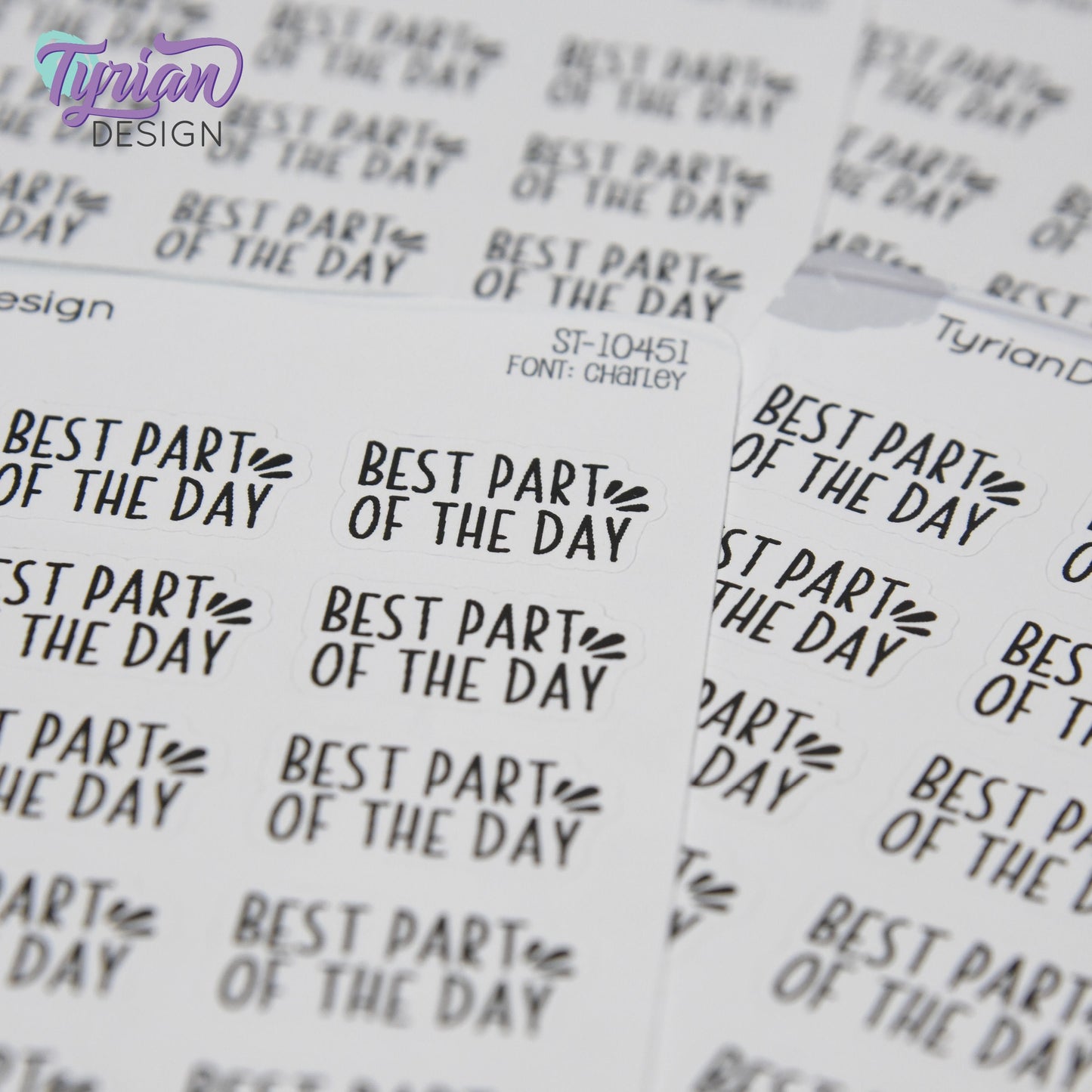 Best Part of the Day Stickers  | 15 Stickers | 1." x .6" Each | Charley Font