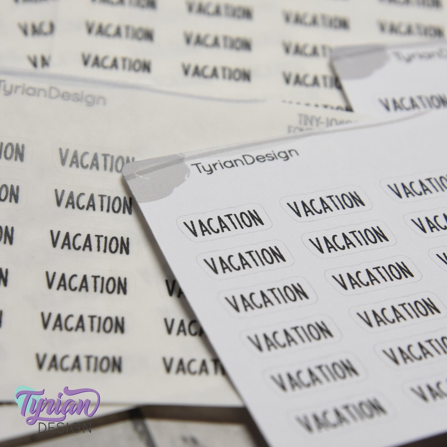Tiny Vacation Stickers | 24 Stickers | .65 x .28" each | Planner Stickers | Font: Charley