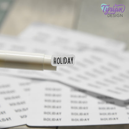 Tiny Holiday Stickers  | Mark any Holiday | 24 Stickers | .55 x .28" each | Font: Charley