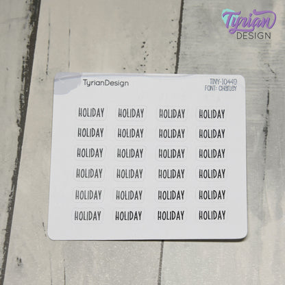 Tiny Holiday Stickers  | Mark any Holiday | 24 Stickers | .55 x .28" each | Font: Charley