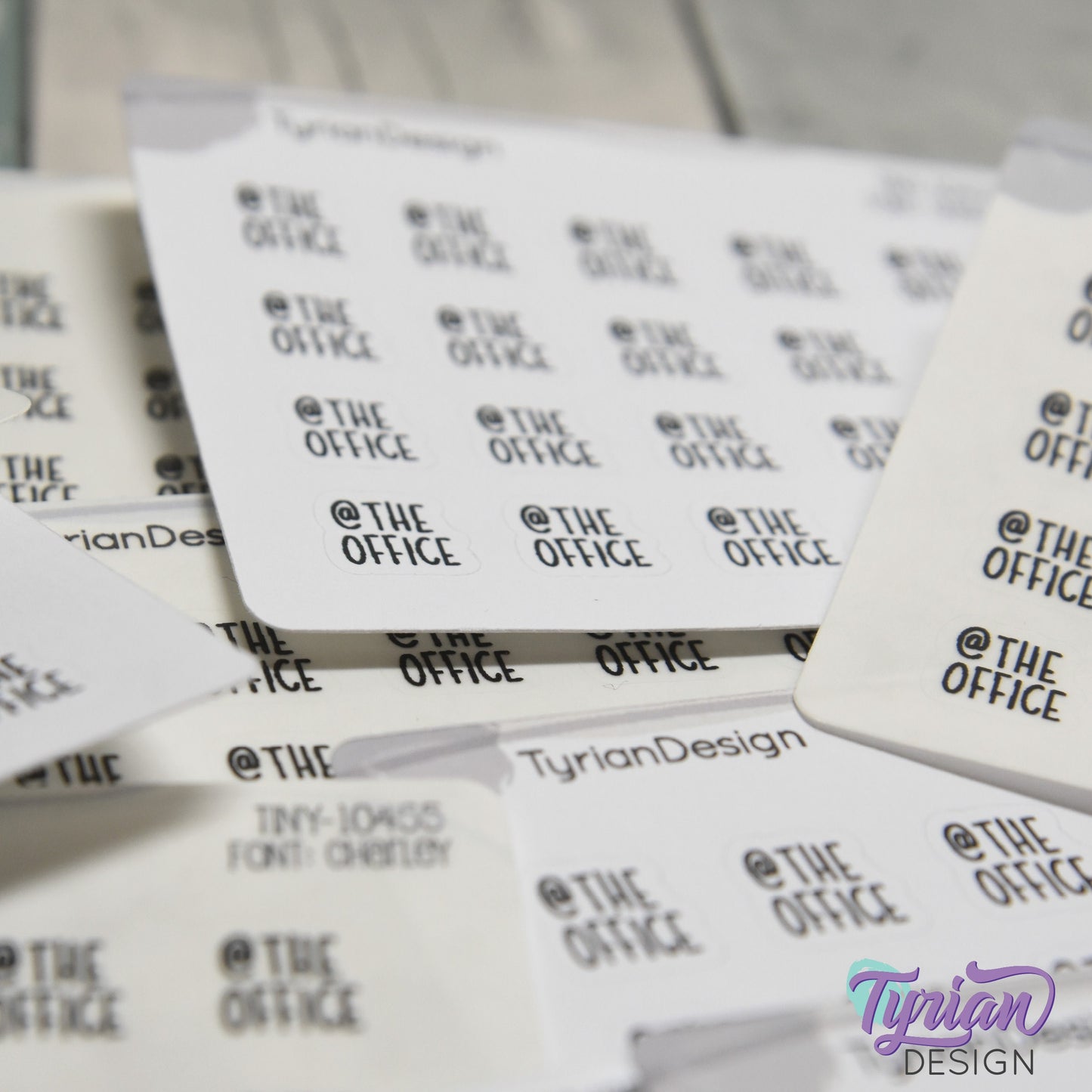 Tiny @ The Office Stickers| 20 Stickers | .45 x .46" each| Font: Charley