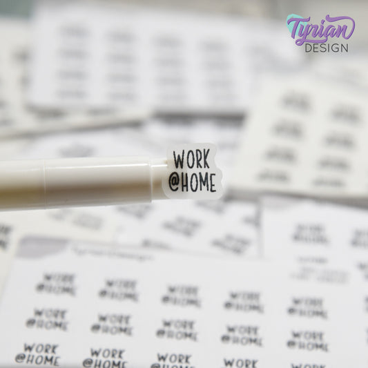 Tiny Work @ Home Stickers | 20 Stickers | .5 x .48" each | Font: Charley