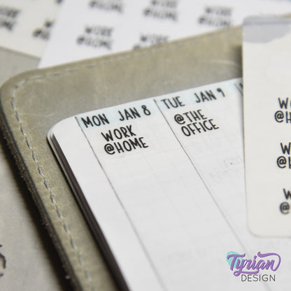 Tiny Work @ Home Stickers | 20 Stickers | .5 x .48" each | Font: Charley