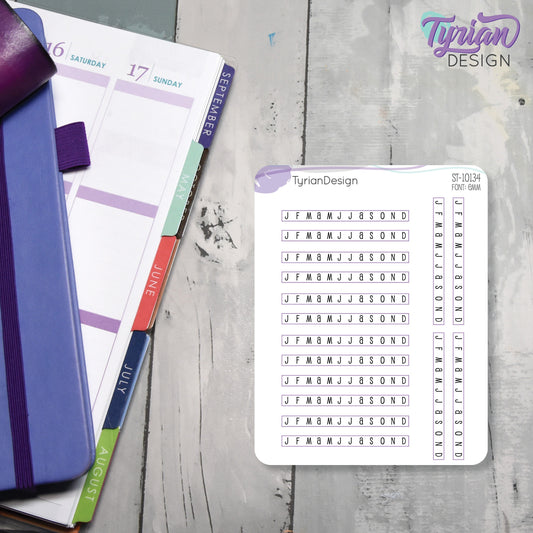 4mm Monthly Horizontal Stickers | 16 Stickers