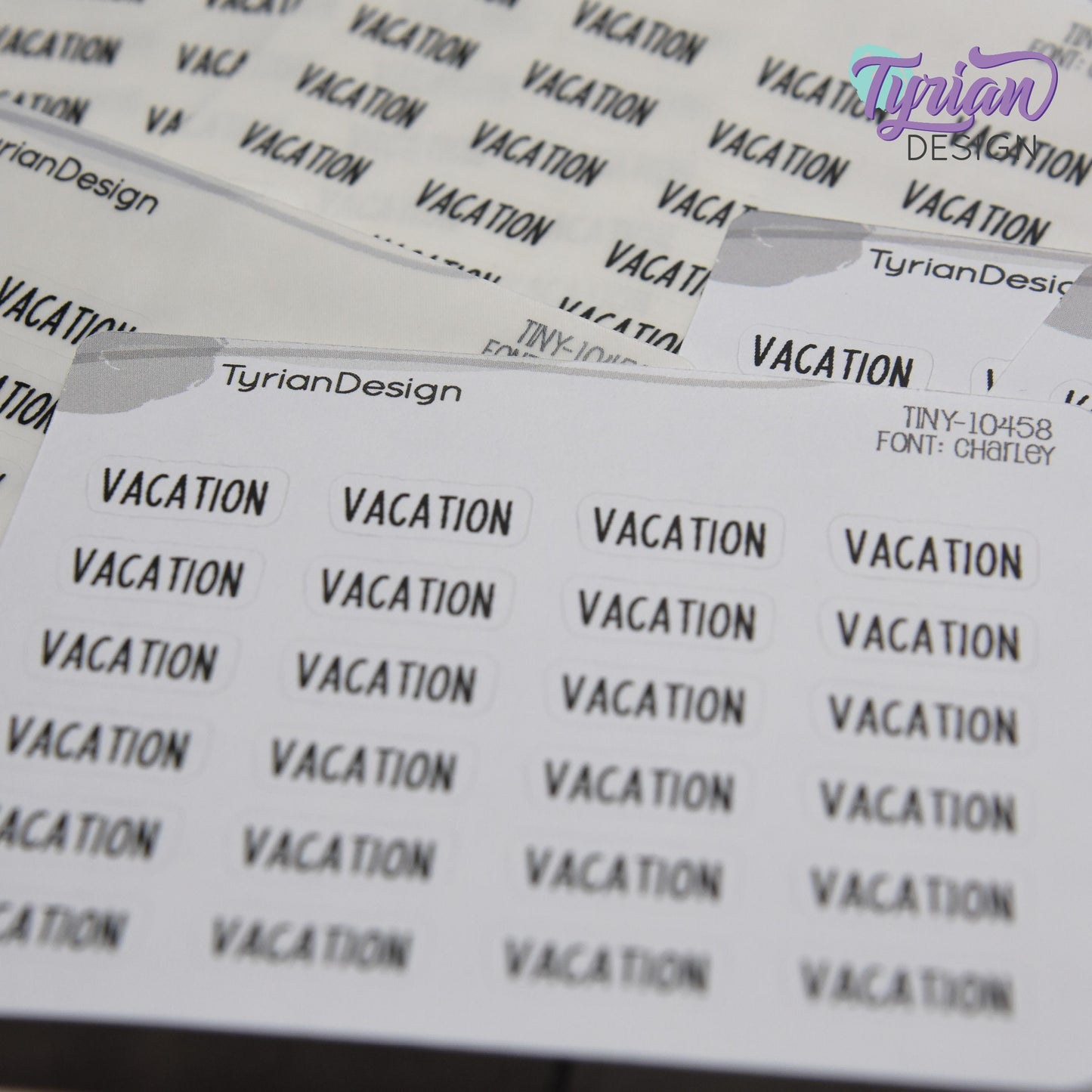 Tiny Vacation Stickers | 24 Stickers | .65 x .28" each | Planner Stickers | Font: Charley