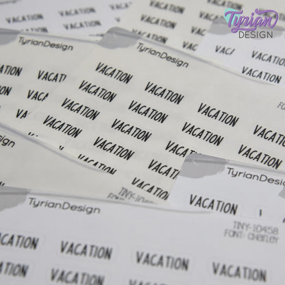 Tiny Vacation Stickers | 24 Stickers | .65 x .28" each | Planner Stickers | Font: Charley