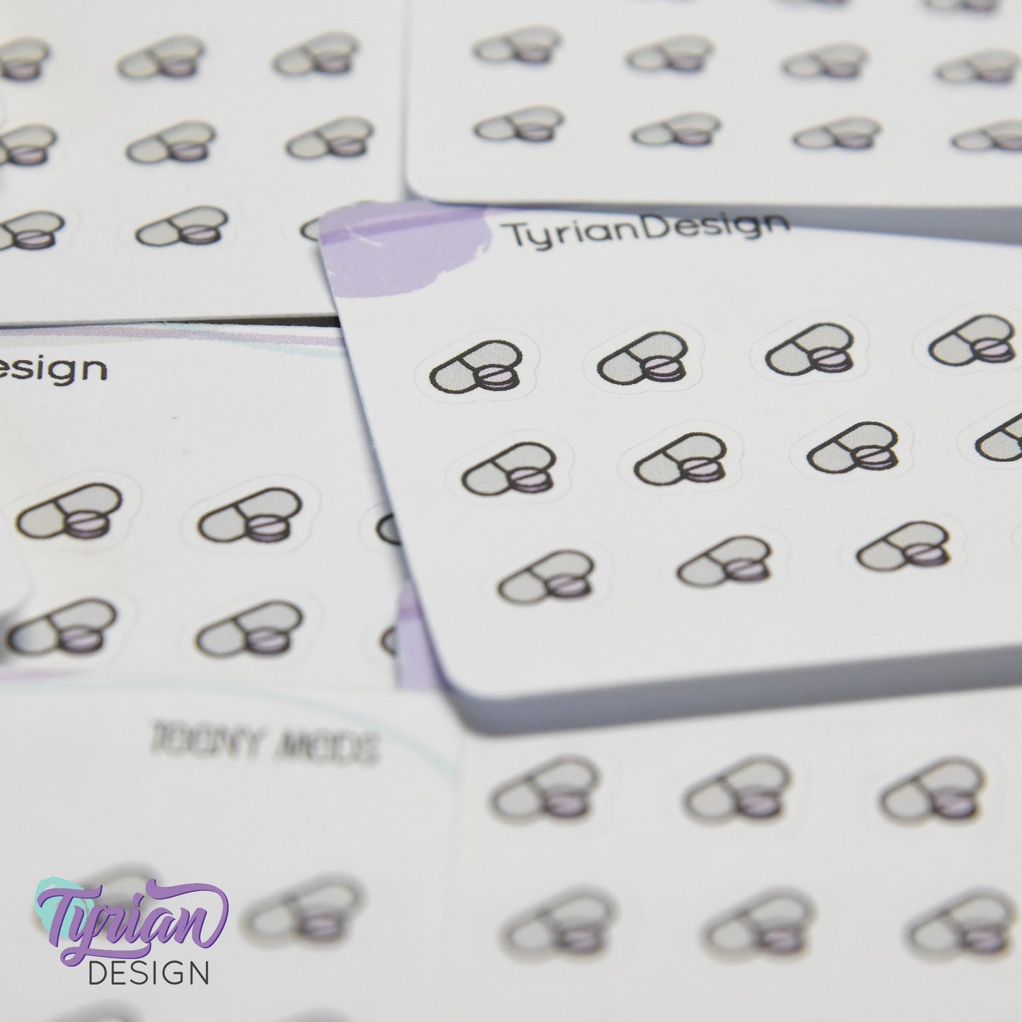 Meds Stickers | Tiny Medicine stickers on a mini sheet | 21 stickers | .35 x .31" each | Pill icon sticker | White or Clear Matte