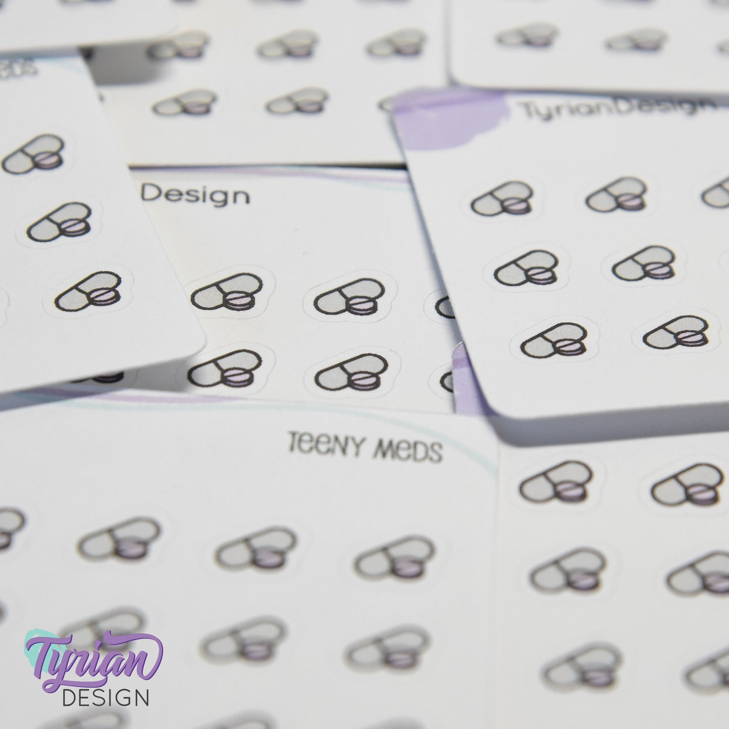 Meds Stickers | Tiny Medicine stickers on a mini sheet | 21 stickers | .35 x .31" each | Pill icon sticker | White or Clear Matte