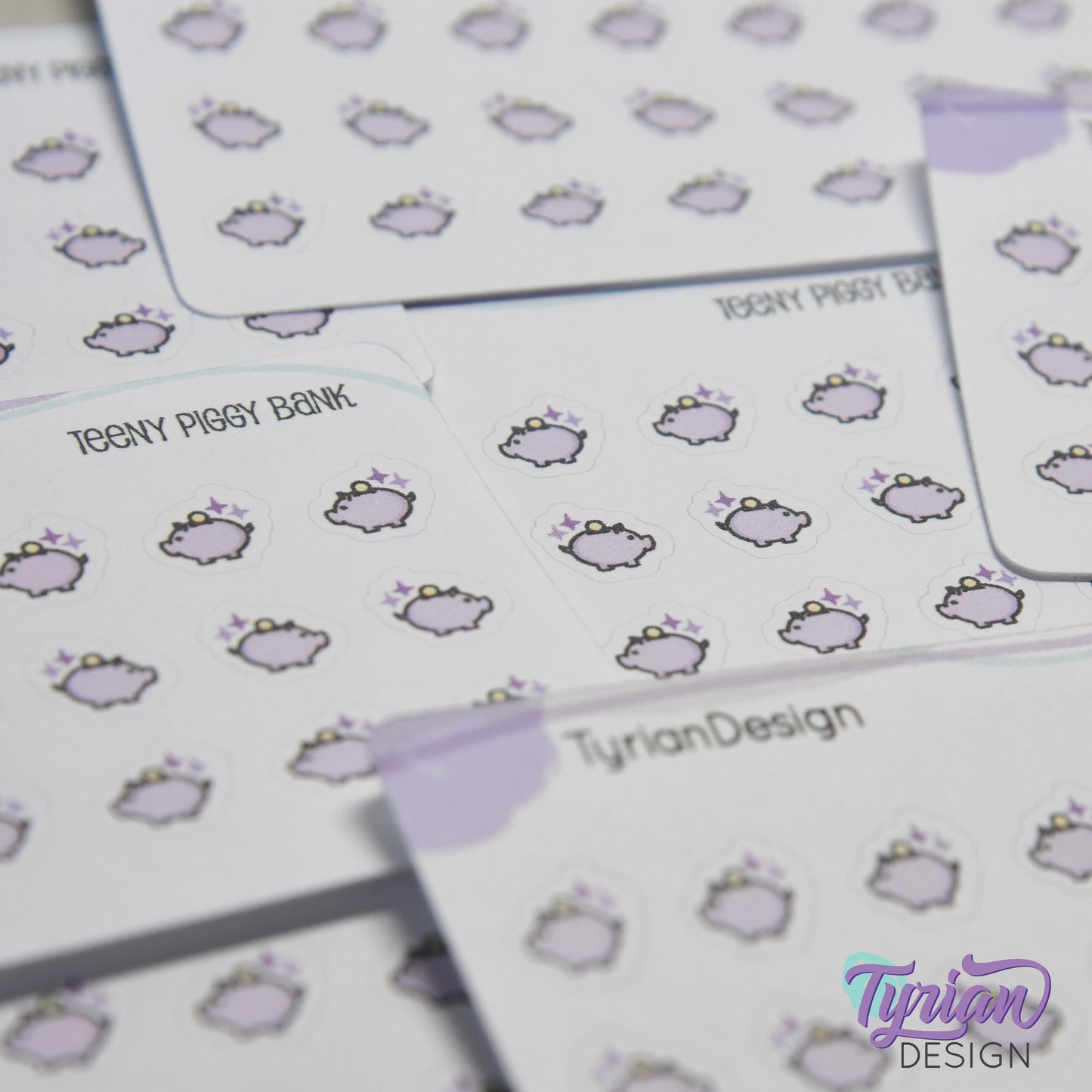 Piggy Bank Stickers | Tiny Savings stickers on a mini sheet | 21 stickers | .38 x .36" each | Pig icon sticker | White or Clear Matte