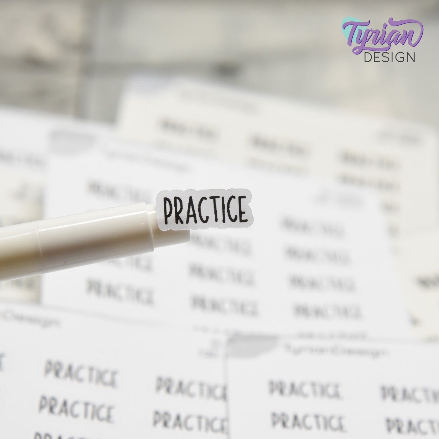 Practice Stickers | .76" x .34" each | 24 Stickers | Charley Font