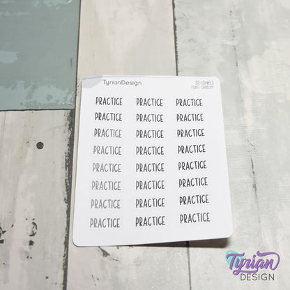 Practice Stickers | .76" x .34" each | 24 Stickers | Charley Font