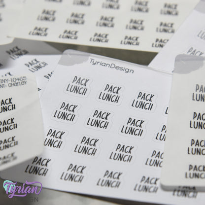 Tiny Pack Lunch Stickers | 20 Stickers | .43 x .47" each | Font: Charley
