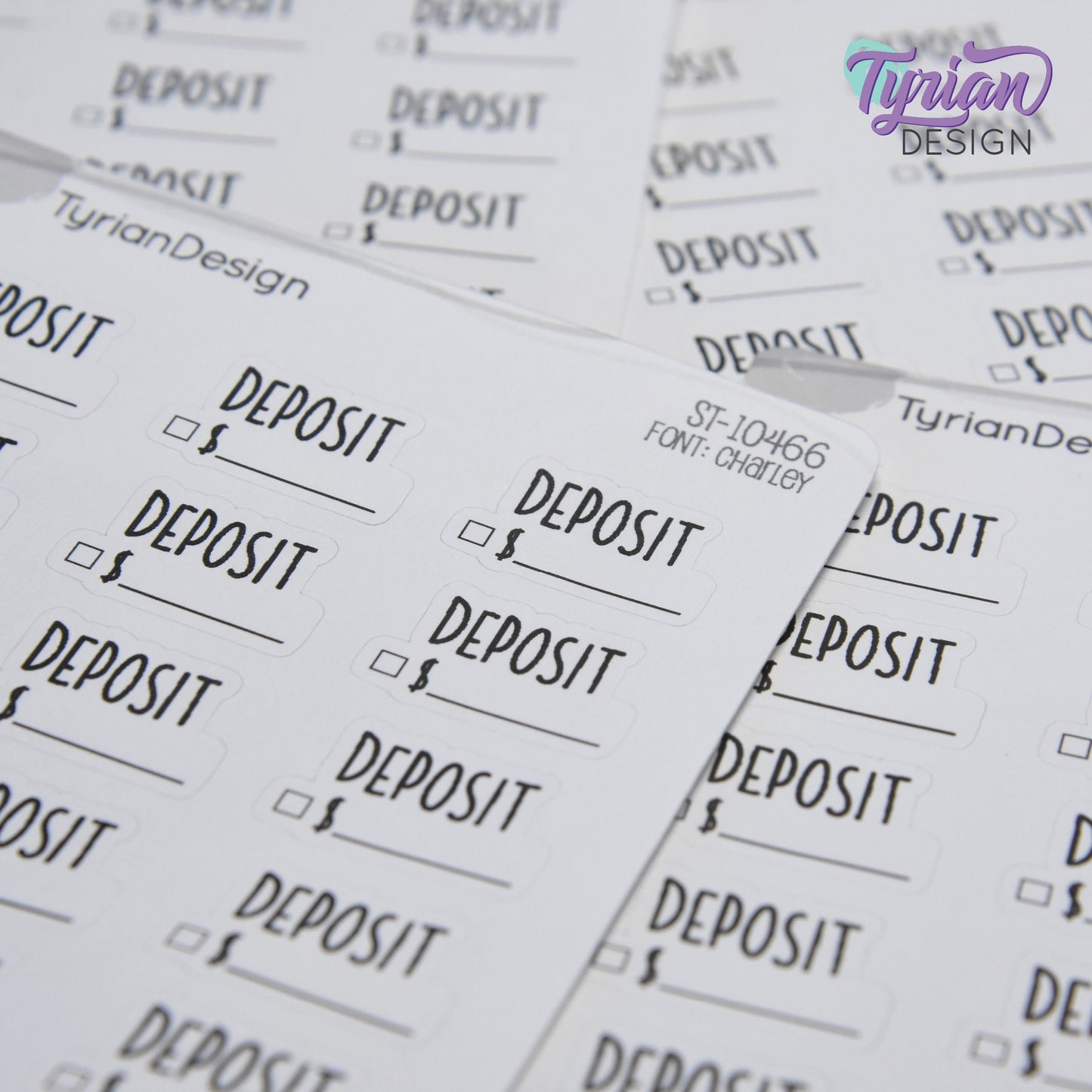 Deposit Stickers | 18 Stickers | .88" x .54" Each| Charley Font