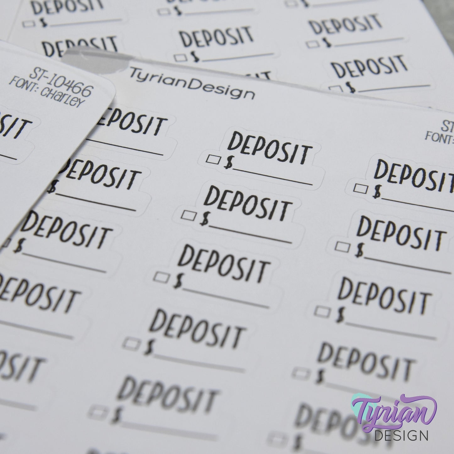 Deposit Stickers | 18 Stickers | .88" x .54" Each| Charley Font