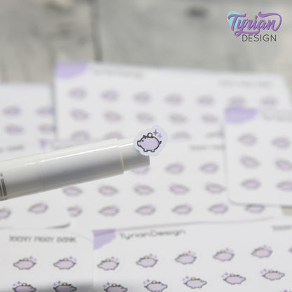 Piggy Bank Stickers | Tiny Savings stickers on a mini sheet | 21 stickers | .38 x .36" each | Pig icon sticker | White or Clear Matte