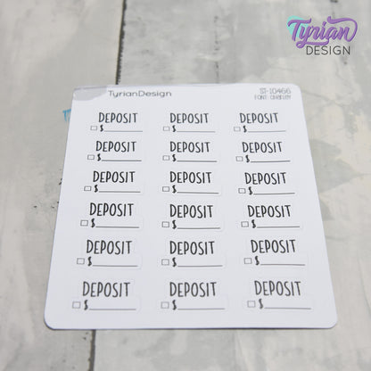 Deposit Stickers | 18 Stickers | .88" x .54" Each| Charley Font