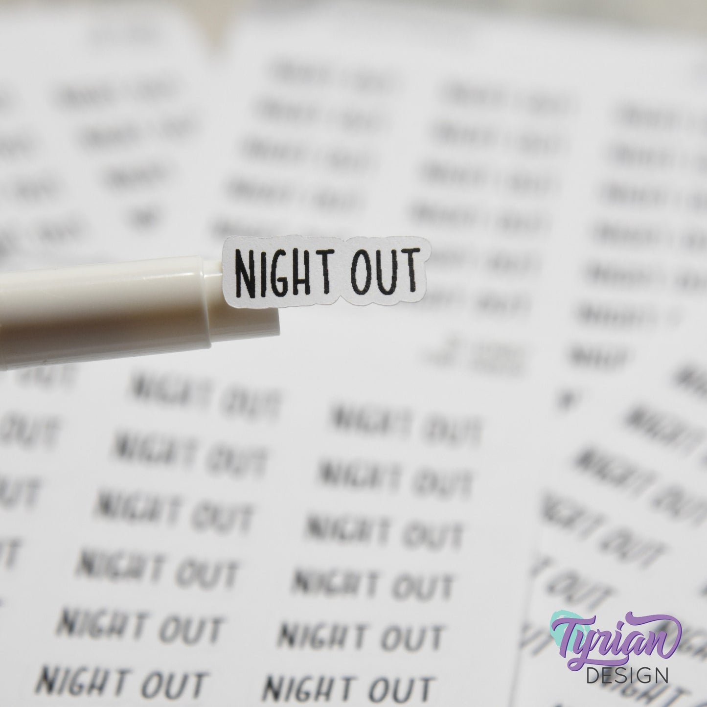 Night Out Sticker | 24 Stickers | .9" x .34" Each | Charley Font