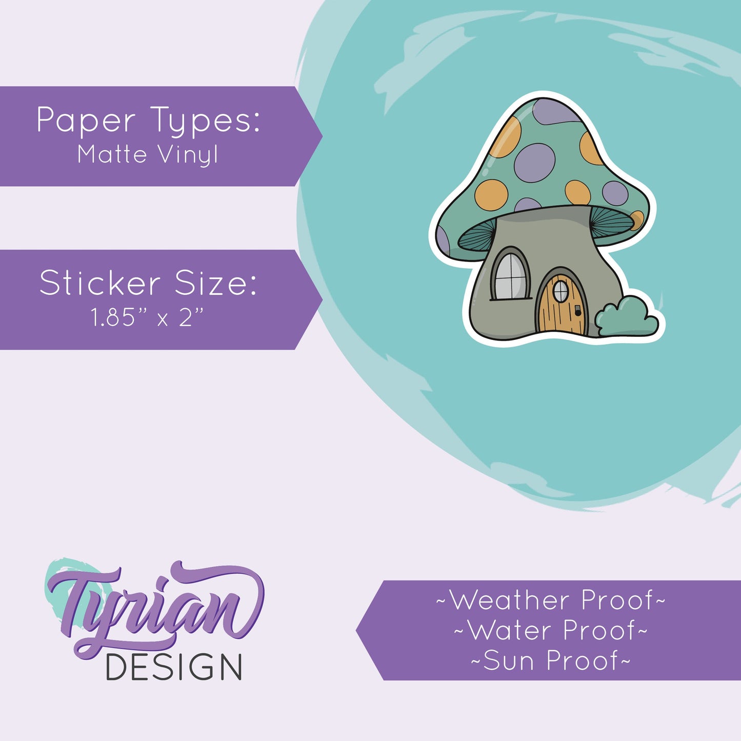 Mushroom House Vinyl Sticker | High quality weather proof vinyl | 1.85 x 2" | Fairy House Sticker| Little House sticker | Tumbler  Sticker