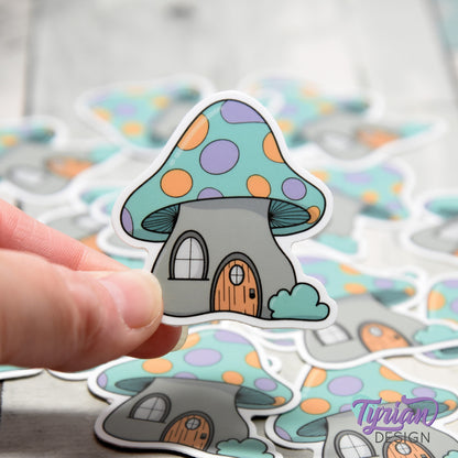 Mushroom House Vinyl Sticker | High quality weather proof vinyl | 1.85 x 2" | Fairy House Sticker| Little House sticker | Tumbler  Sticker