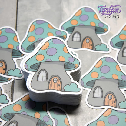 Mushroom House Vinyl Sticker | High quality weather proof vinyl | 1.85 x 2" | Fairy House Sticker| Little House sticker | Tumbler  Sticker