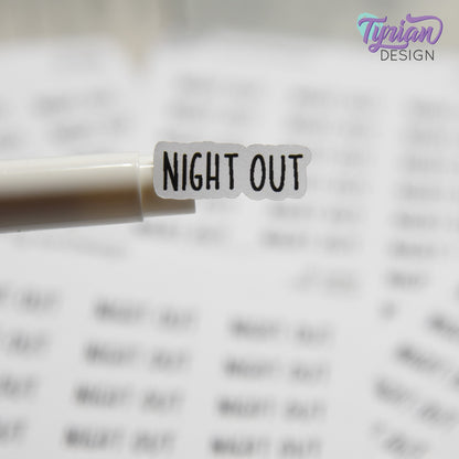 Night Out Sticker | 24 Stickers | .9" x .34" Each | Charley Font