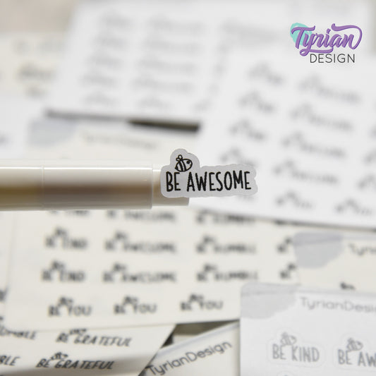 Be Kind Stickers | 21 Stickers | .41" High x various length | Font: Charley
