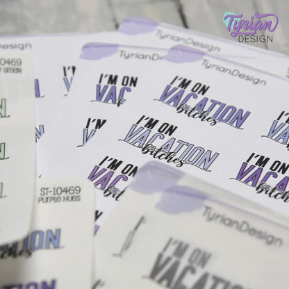 I'm on Vacation Stickers | 8 Stickers per sheet | 1.43 x .83" Each | Various Colors