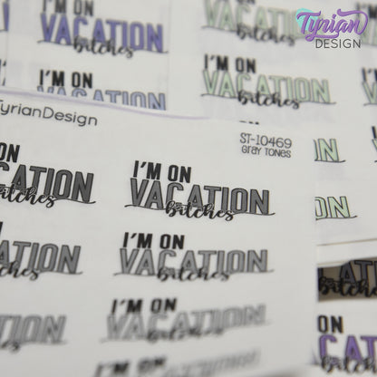 I'm on Vacation Stickers | 8 Stickers per sheet | 1.43 x .83" Each | Various Colors