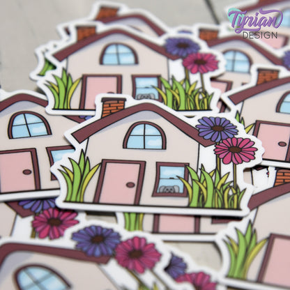 Flower House Vinyl Sticker | High quality weather proof vinyl | 2" x 1.79" | Fairy House Sticker| Little House sticker | Tumbler Sticker