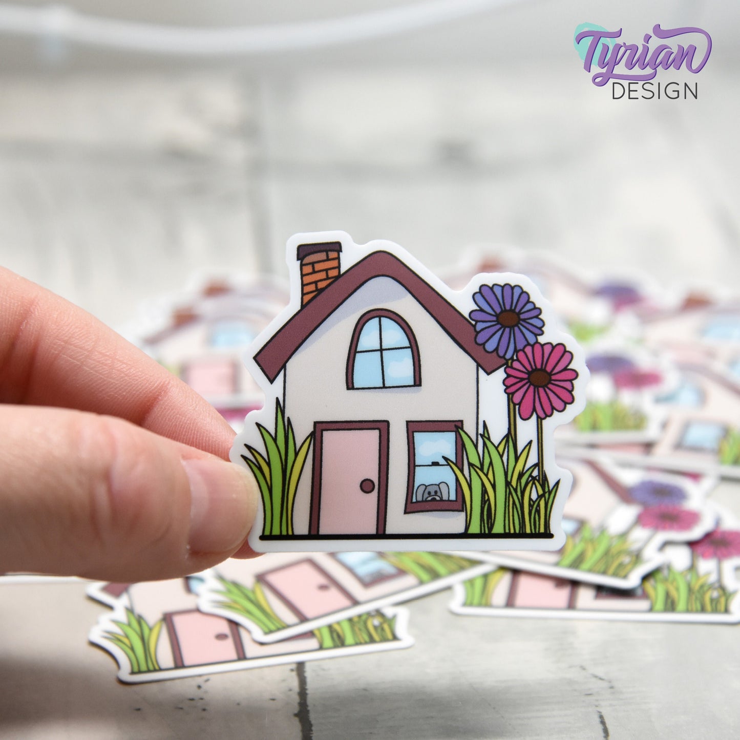 Flower House Vinyl Sticker | High quality weather proof vinyl | 2" x 1.79" | Fairy House Sticker| Little House sticker | Tumbler Sticker
