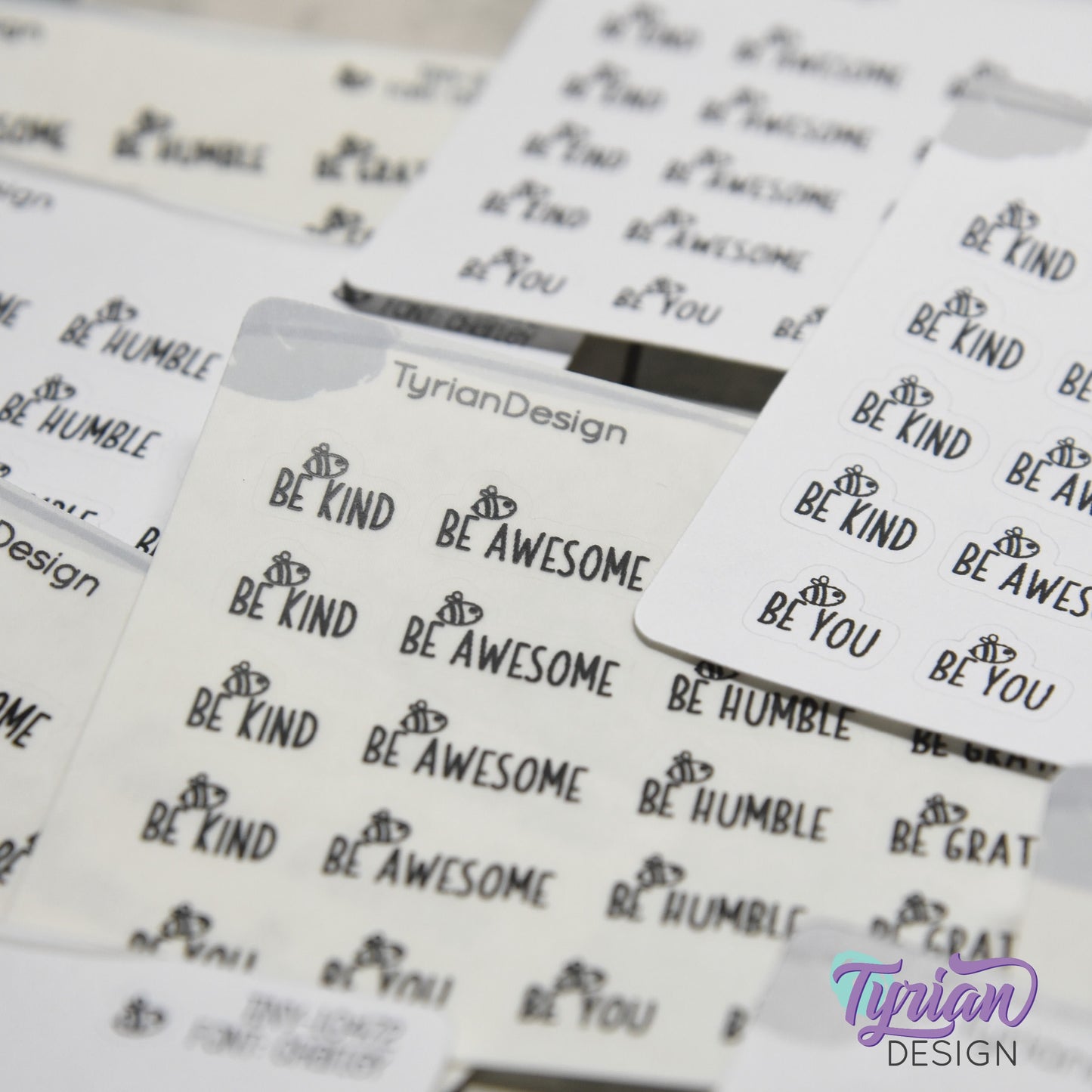 Be Kind Stickers | 21 Stickers | .41" High x various length | Font: Charley