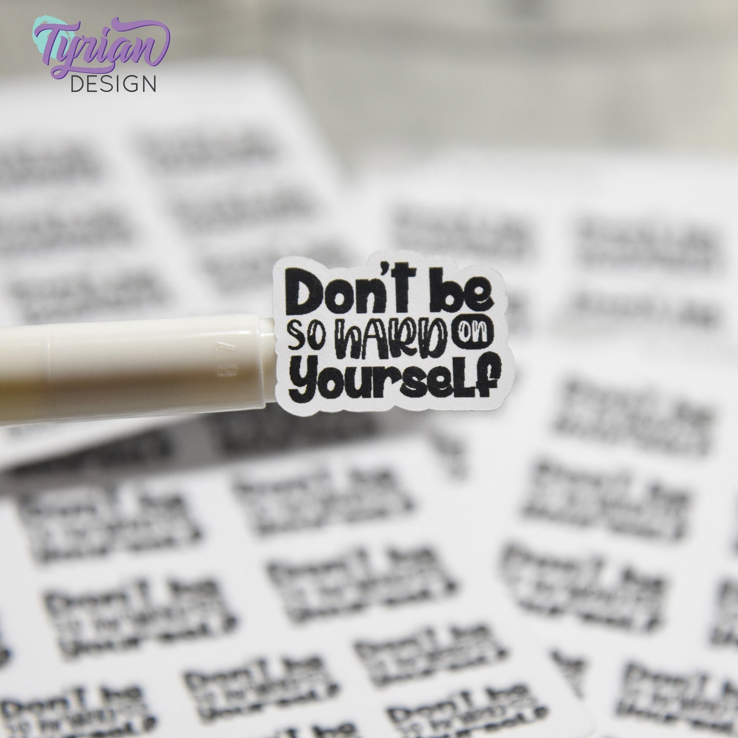 Don't be so Hard on Yourself Stickers | 17 Stickers | 9 -  1" x .75" & 8 - .78" x .58" | 2 Sizes