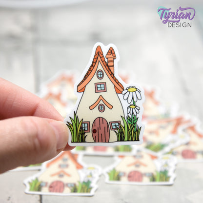 Daisy House Vinyl Sticker | High quality weather proof vinyl | 1.56 x 2" | Fairy House Sticker| Little House sticker | Tumbler  Sticker