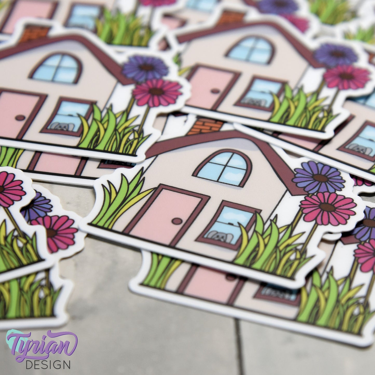 Flower House Vinyl Sticker | High quality weather proof vinyl | 2" x 1.79" | Fairy House Sticker| Little House sticker | Tumbler Sticker