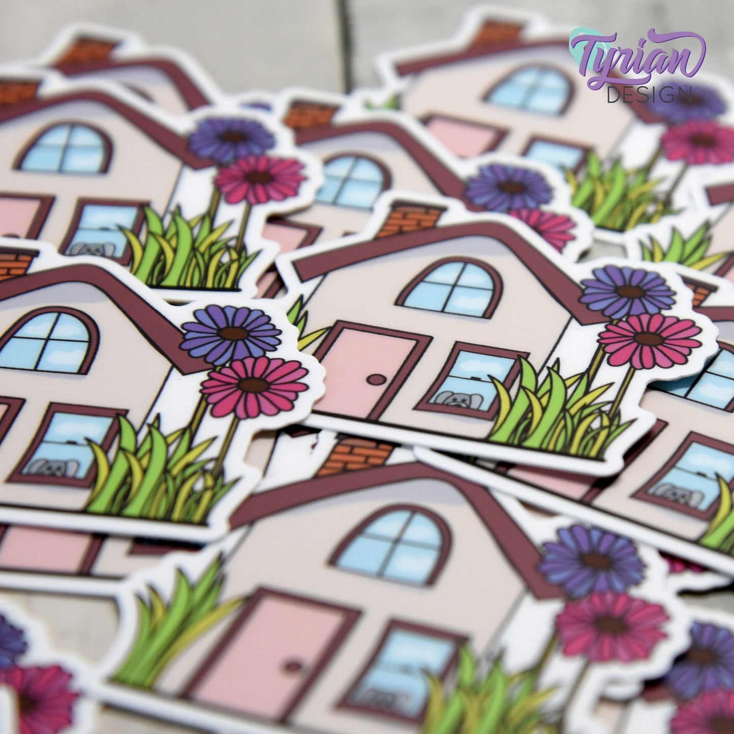 Flower House Vinyl Sticker | High quality weather proof vinyl | 2" x 1.79" | Fairy House Sticker| Little House sticker | Tumbler Sticker
