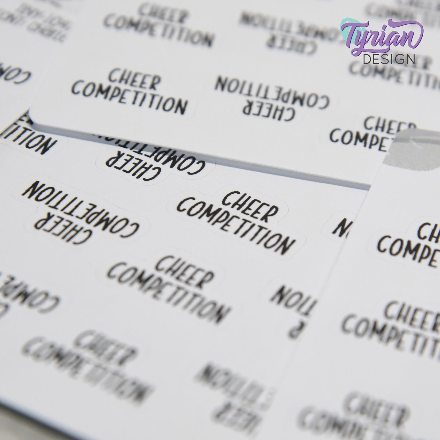 Tiny Cheer Competition Stickers | 12 Stickers | .8 x .48" each | Font: Charley