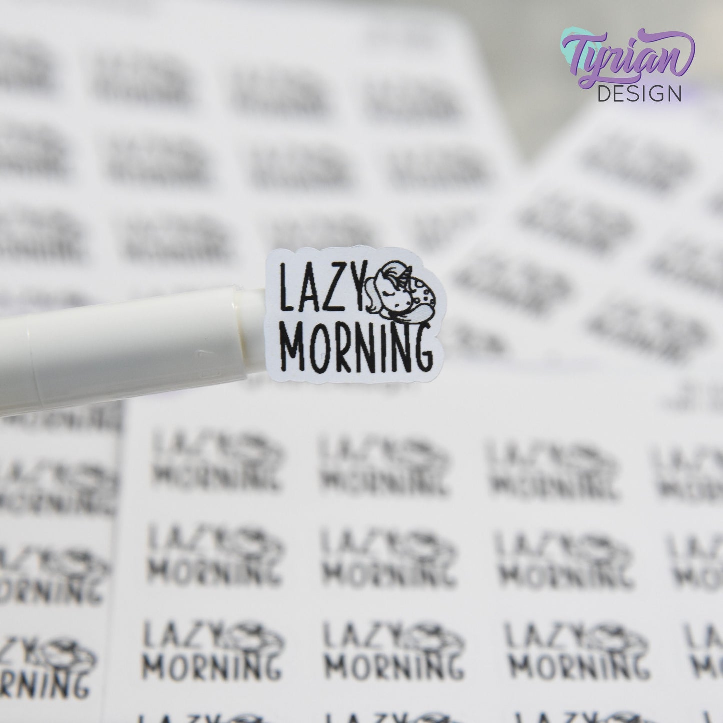 Lazy Morning Stickers | 20 Stickers | .77" x .61" Each | Charley Font