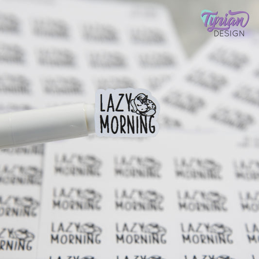 Lazy Morning Stickers | 20 Stickers | .77" x .61" Each | Charley Font