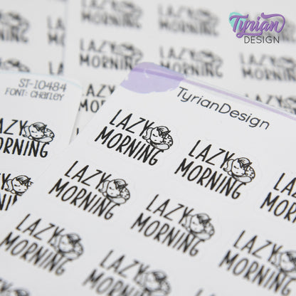 Lazy Morning Stickers | 20 Stickers | .77" x .61" Each | Charley Font