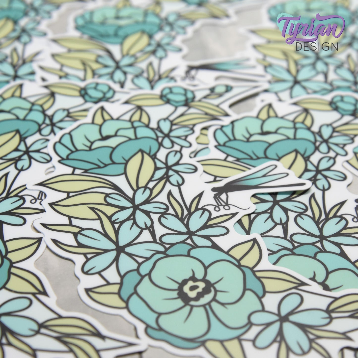 Dragonfly Moon Vinyl Sticker | High quality weather proof vinyl | 3 x 2.75" | Flower Moon | Pastel sticker | Dragonfly in flowers