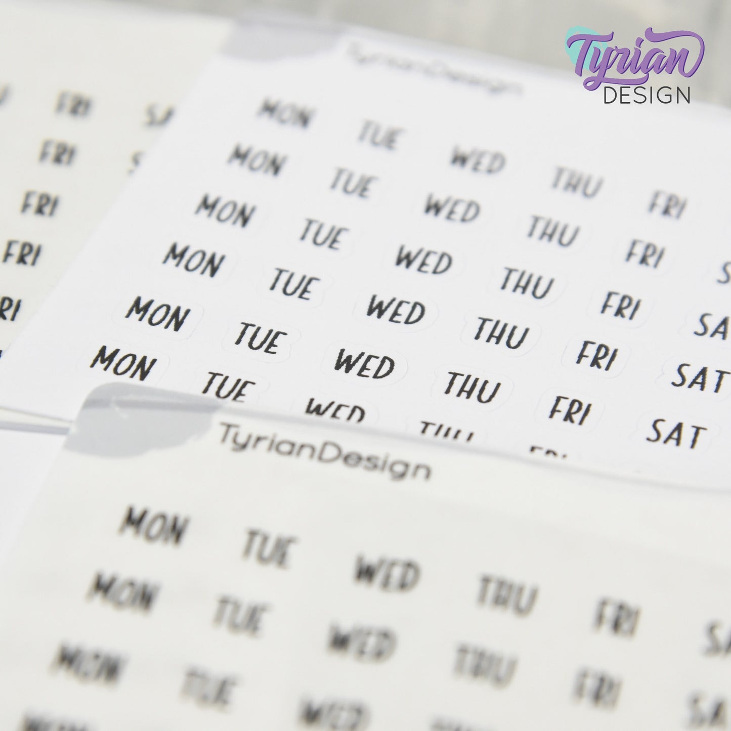 Tiny Days of the Week Stickers | 42 Stickers | Font: Charley