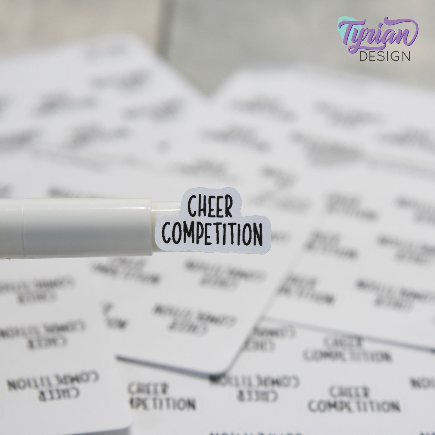 Tiny Cheer Competition Stickers | 12 Stickers | .8 x .48" each | Font: Charley