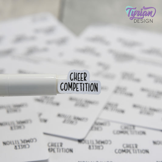Tiny Cheer Competition Stickers | 12 Stickers | .8 x .48" each | Font: Charley