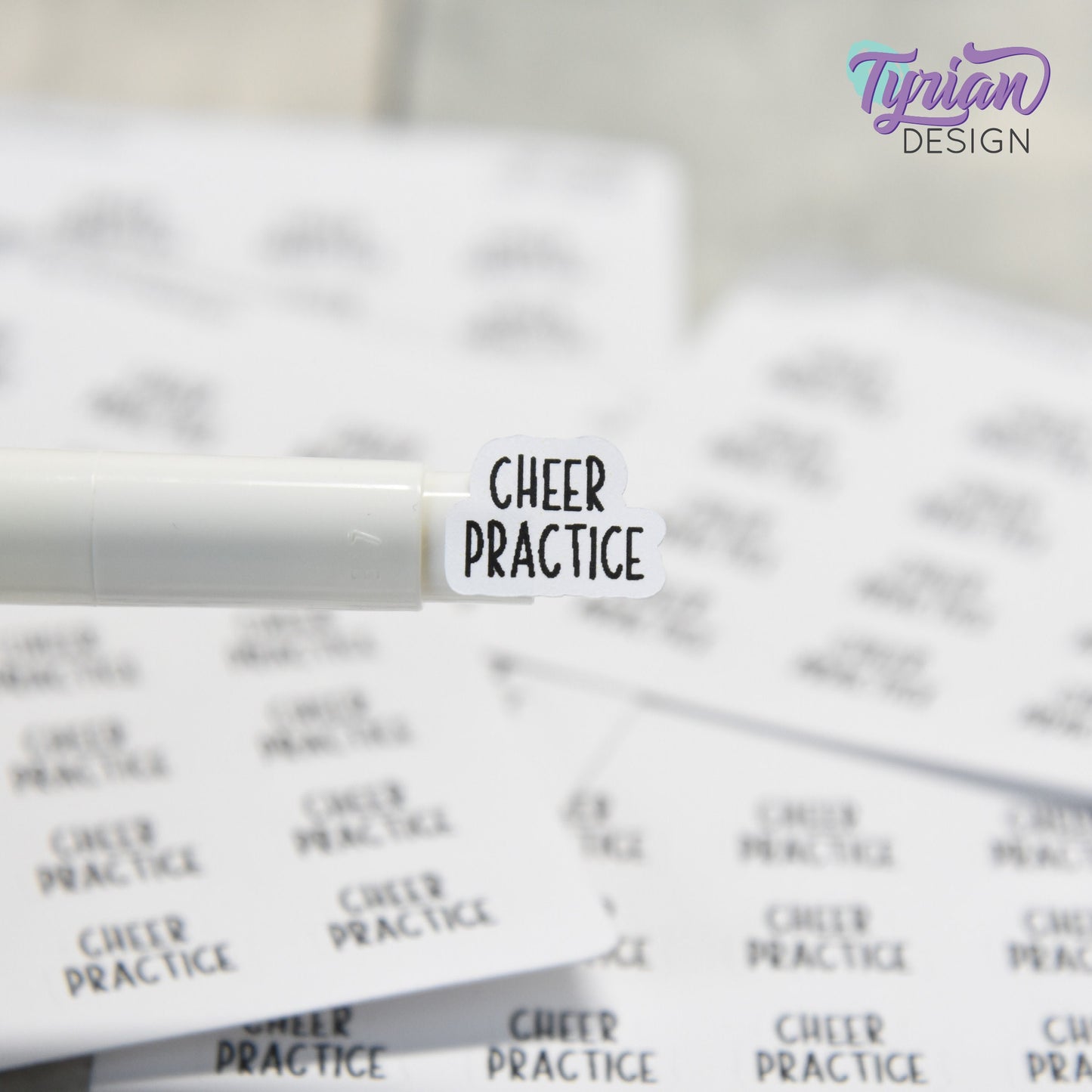 Tiny Cheer Practice Stickers | 16 Stickers | .6 x .48" each | Font: Charley