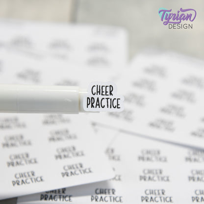 Tiny Cheer Practice Stickers | 16 Stickers | .6 x .48" each | Font: Charley