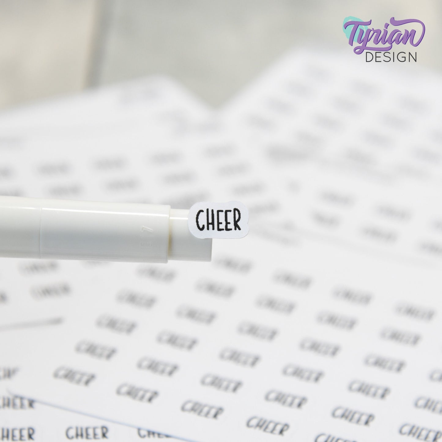 Tiny Cheer Stickers | 36 Stickers | .42 x .28" each | Font: Charley