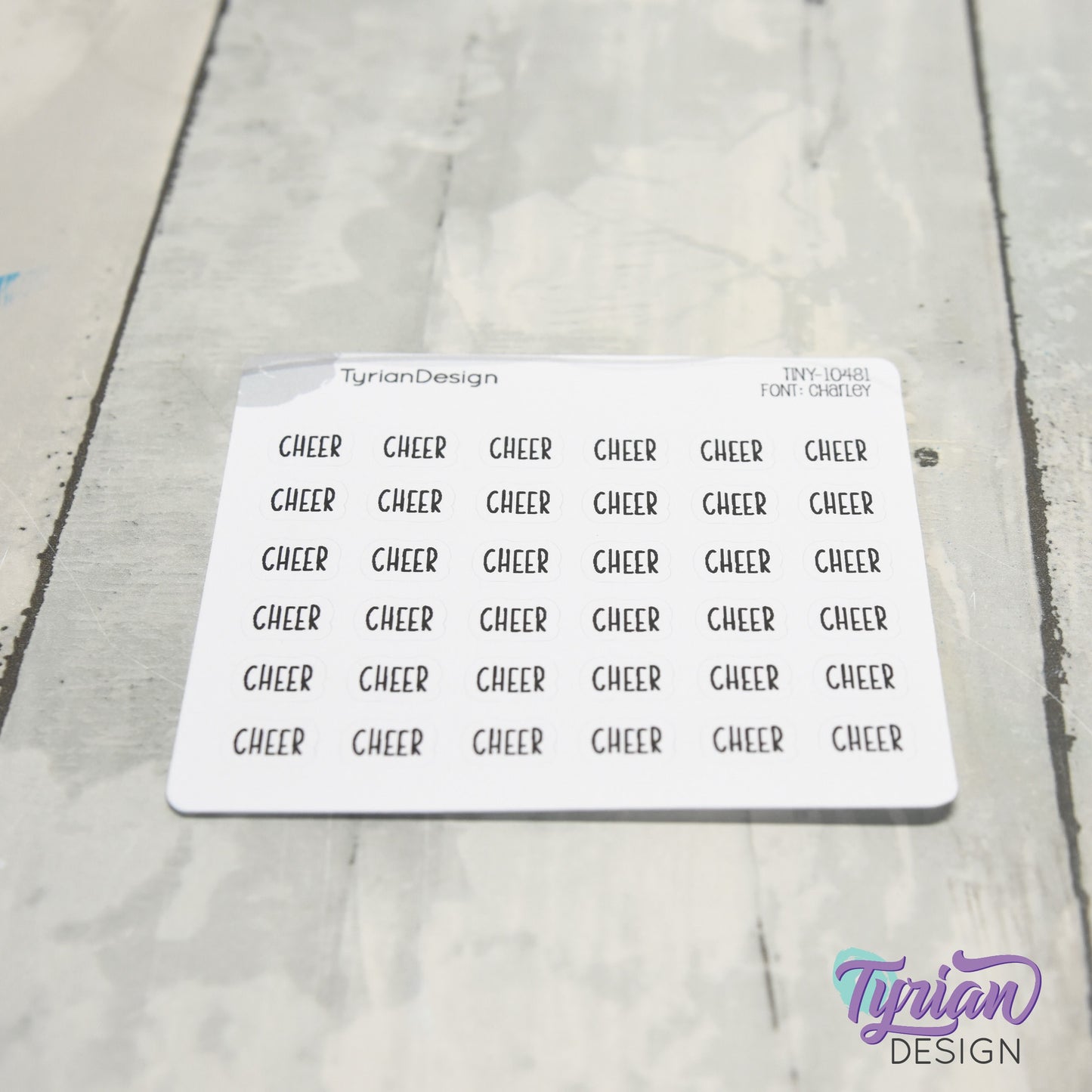 Tiny Cheer Stickers | 36 Stickers | .42 x .28" each | Font: Charley