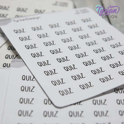 Quiz Sticker | 40 Stickers | .48" x .34" Each | Charley Font.
