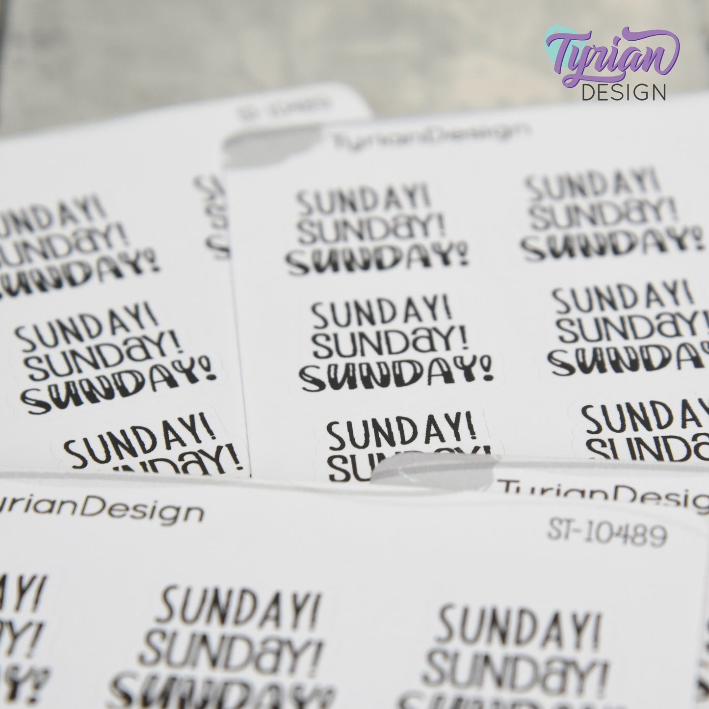 Sunday! Sunday! Sunday! Stickers | Journal Sticker | Life Sticker | 12 Stickers | .96" x .8" Each | 3.5 x 4.5" Sheet | Charley, Emm& HB Font